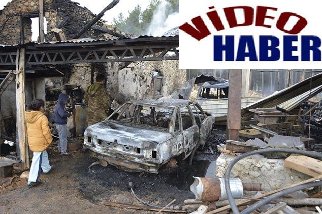 Yang�nda At�lye ve 2 Otomobil K�l Oldu